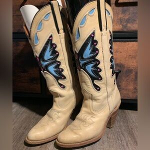 Capezio Tan and Blue Heeled Boots